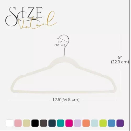 Non-Slip Premium Slim Velvet Clothes Hangers 100 Pack Ivory Space Saving Home