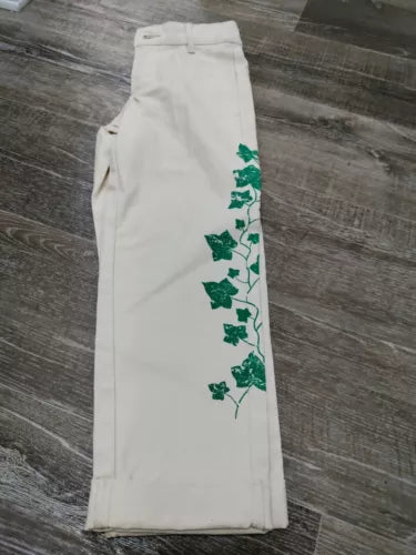 NWOT Rowing Blazers Youth Ivy Vine Print Khaki Pants Size XS 4-5