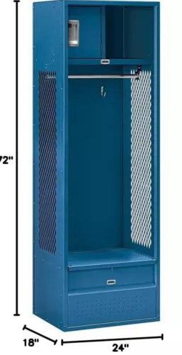Open Access Standard Unassembled Metal Locker, Six Feet Tall X 2 Feet X 18” Deep