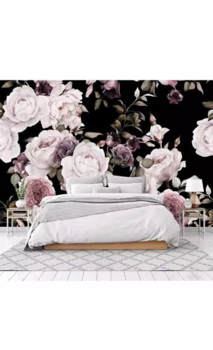 Peony Flowers Wall Mural Wallpaper for Bedroom Living Room Purple