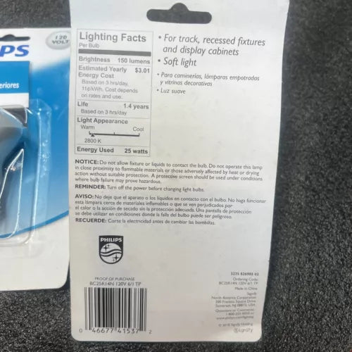 Philips 25-WATT Mini Light Bulb Indoor Spot 415372 INTERMEDIATE BASE!