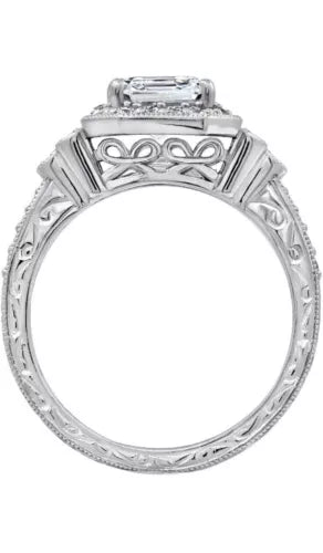 Platinum Plated Sterling Silver .925 Antique Ring Set with Asscher-Cut Infini