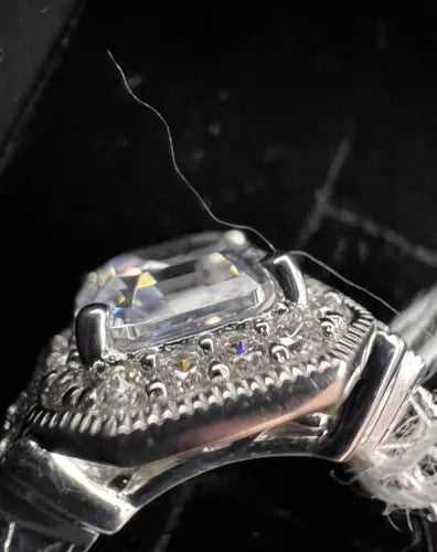 Platinum Plated Sterling Silver .925 Antique Ring Set with Asscher-Cut Infini