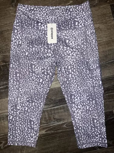 Steppe Purple Cheetah Yoga Pants Large Soft side Pockets