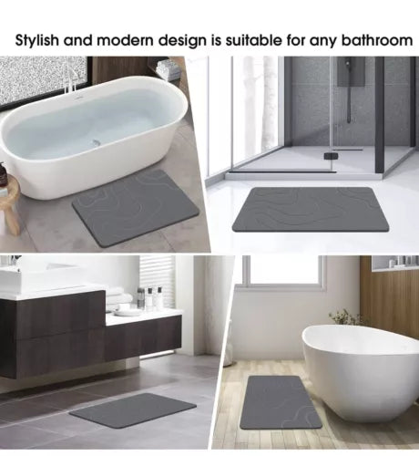 Stone Bath mat Diatomaceous Earth Bath Mat 23.6”x15.4” Quick Dry Easy Cleaning