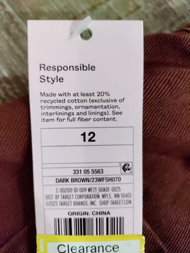 Super High Rise Short Wild Fable Utility Size 12 Dark Brown