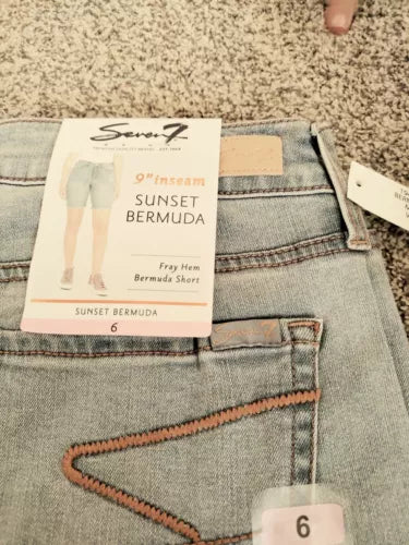 Seven7 Sunset Light Wash Frayed Hem Shorts SIZE 6