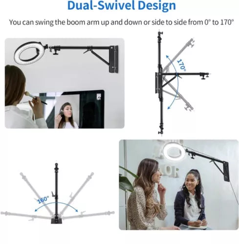 Selens Wall Mount Boom Arm w Triangle Base, Max Length 51"/130Cm Adjustable