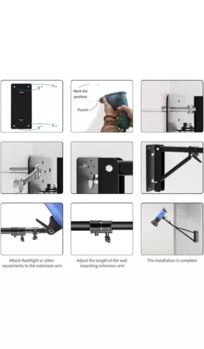 Selens Wall Mount Boom Arm w Triangle Base, Max Length 51"/130Cm Adjustable