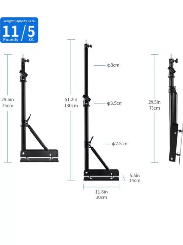 Selens Wall Mount Boom Arm w Triangle Base, Max Length 51"/130Cm Adjustable