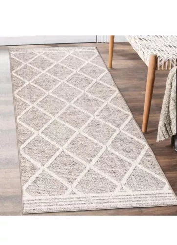 ReaLife Machine Washable Rug Runner 2'6" x 8' Non Slip - Brown Gray Beige Ivory