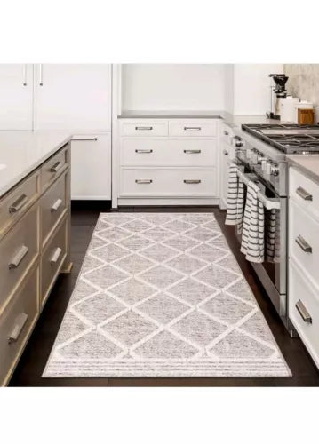 ReaLife Machine Washable Rug Runner 2'6" x 8' Non Slip - Brown Gray Beige Ivory