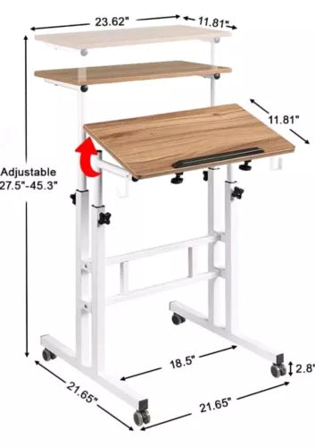 SIDUCAL Mobile Standing Desk, Portable Stand Up Desk, Height Adjustable Small or
