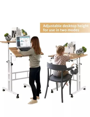 SIDUCAL Mobile Standing Desk, Portable Stand Up Desk, Height Adjustable Small or