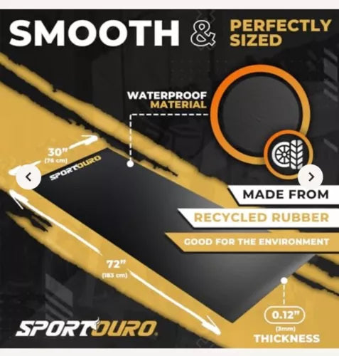 Recycled Rubber Bike Mat 30x72in for Peloton, Wahoo Kickr, CycleOps,