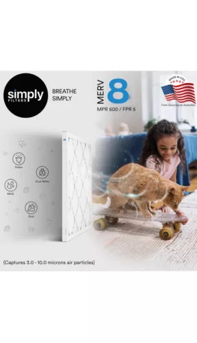 Simply by 16x25x1 Air Filter, MERV 8, MPR 600, AC Furnace Air Filter, 6 Pack