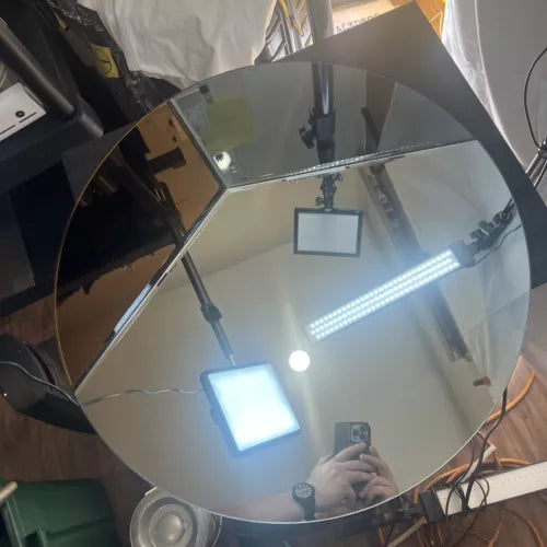 Round 23.5” Art Deco Modern Wall Mirror New Heavy 3 Piece Geo Pattern
