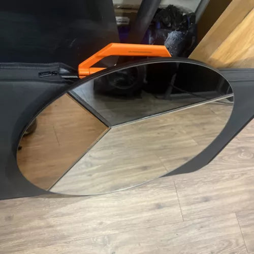 Round 23.5” Art Deco Modern Wall Mirror New Heavy 3 Piece Geo Pattern