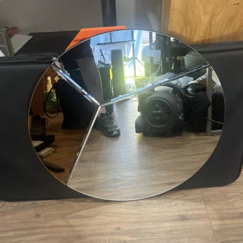 Round 23.5” Art Deco Modern Wall Mirror New Heavy 3 Piece Geo Pattern