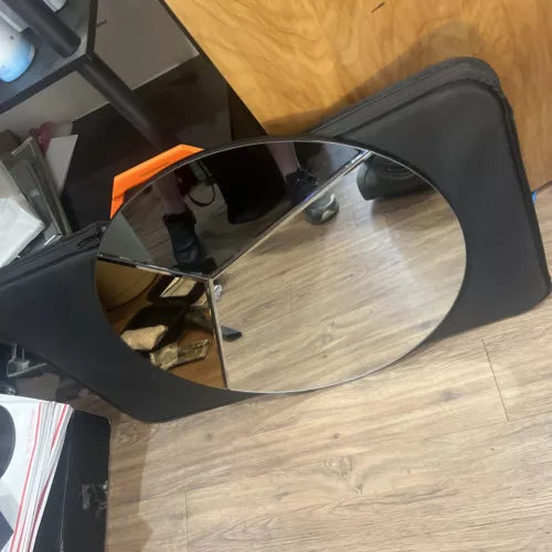 Round 23.5” Art Deco Modern Wall Mirror New Heavy 3 Piece Geo Pattern
