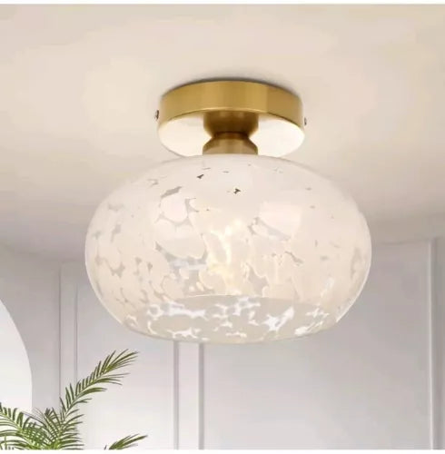Semi Flush Mount Ceiling Light, Globe Glass Ceiling Light Fixture, Gold