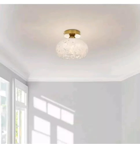 Semi Flush Mount Ceiling Light, Globe Glass Ceiling Light Fixture, Gold