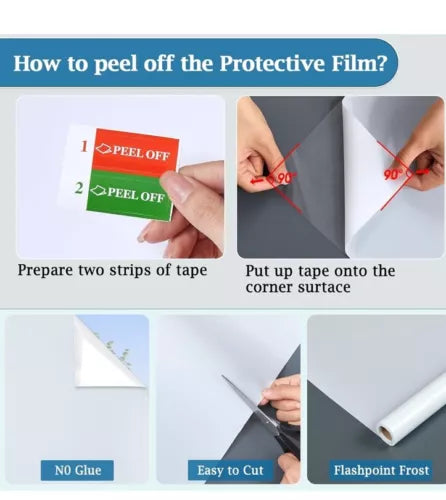 Coavas Window Film Privacy Frosted Glass Static Clings 23.6x78.7” White UV Block