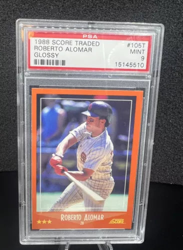 1988 Score Traded Glossy ROBERTO ALOMAR PSA 9 MINT Rookie RC #105T HOF