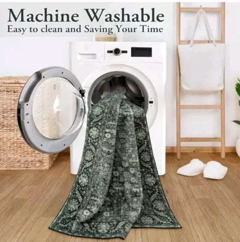 Lahome Green 8x10 Rugs for Living Room, Vintage Washable Area Rugs