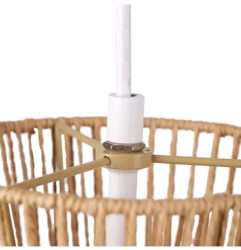 Globe 65793 Grace 1-Light Pendant Lighting, Matte White, Natural Twine Shade,