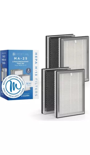 Genuine Medify H13 True Hepa Filter Compatible w/MA-25 Medi Air Purifier 2pk NEW