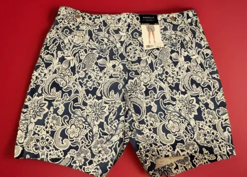 Rafaella Ladies Stretch Fashion Button Comfort Bermuda Short Sz 4 Blue Floral