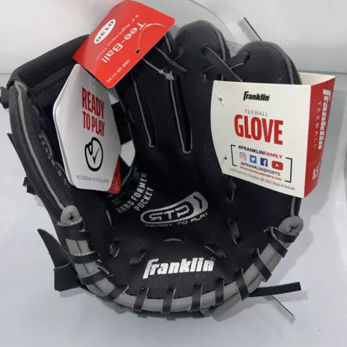Franklin Sports RTP 8.5" Tee ball Baseball  Glove Right-Handed Mitt Black