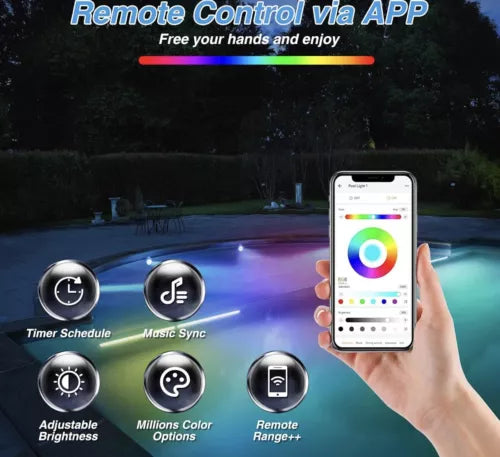 LED Pool Lights APP Control RGB Dimmable Underwater Submersible Lights Magnets