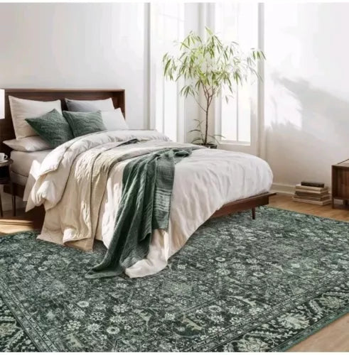 Lahome Green 8x10 Rugs for Living Room, Vintage Washable Area Rugs