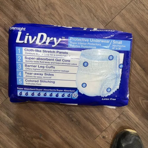 LivDry Adult S Incontinence Underwear, Overnight Comfort Small (18 Count)