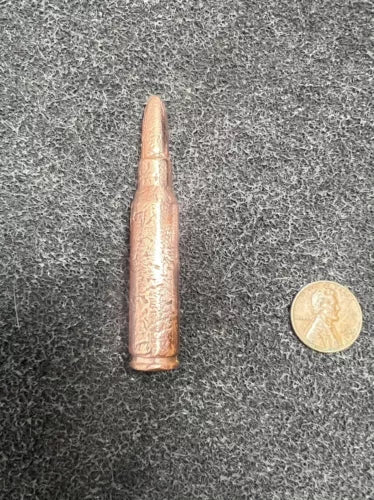 Hand Poured .999 COPPER .308 Bullet Art Bullion Round Hand Made 2+ Oz