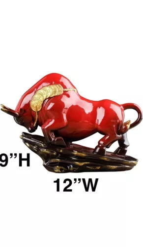 Home Decoration Pottery Porcelain Money Wealth Zodiac Year Ox Bull Oxen Cow RARE