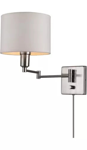 Globe Electric Anderson 1-Light Brushed Steel Plug-In or Hardwire Wall Sconce