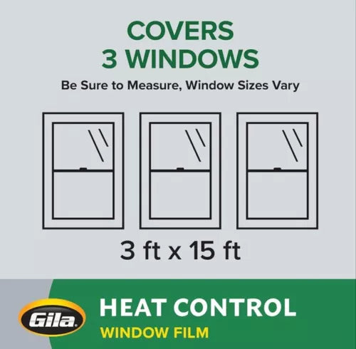 Gila Heat Control 3-in-1 Grey Vinyl Indoor Window Film 1 mil Think 180 in. L x 3