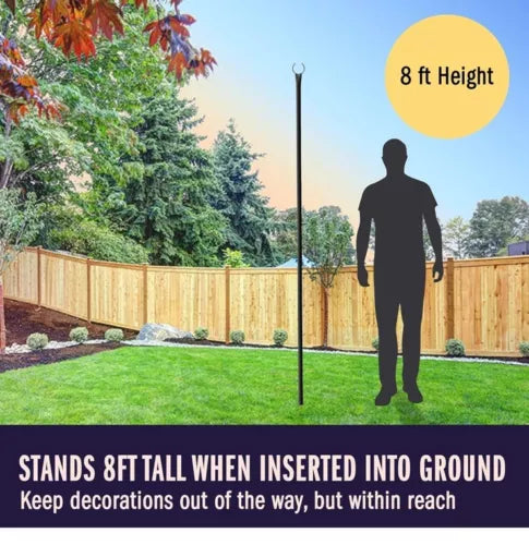 2 Pack 8FT String Light Poles Outdoor Metal Poles Stand w/ Forks Thicker Steel