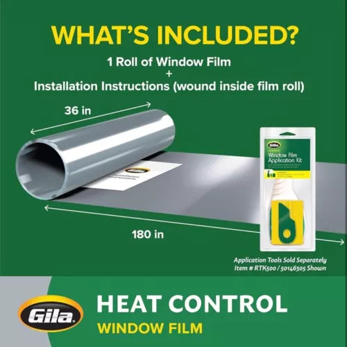 Gila Heat Control 3-in-1 Grey Vinyl Indoor Window Film 1 mil Think 180 in. L x 3