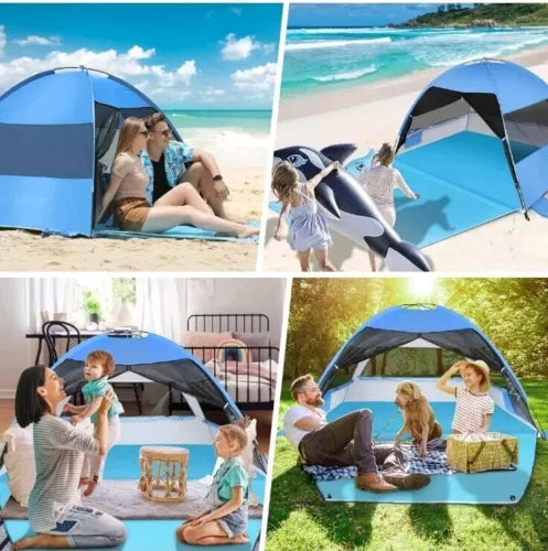 Large Easy Setup Beach Tent,Anti-UV Shelter Canopy Sun Shade with Extended Fl...