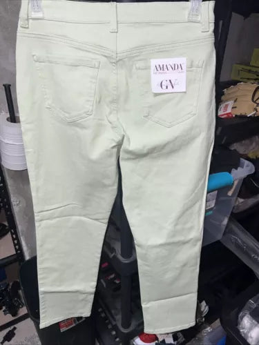 Gloria Vanderbilt Amanda Jeans Womens 6 Light Green Slimming Straight NEW