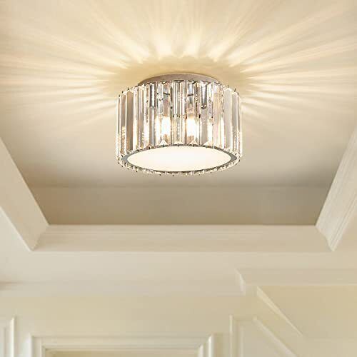 Modern Crystal Ceiling Light Fixture H 5.89'' x W 8.66' Mini Flush Mount Crystal