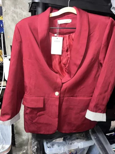 Genhoo Blazer Jackets for Women Open Front Long Sleeve Casual Work Office Medium