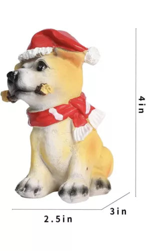 invvni Pack-4 Cute Dog Statues Home Decor, 4" Dogs Ornaments Christmas Decor