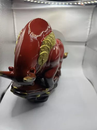 Home Decoration Pottery Porcelain Money Wealth Zodiac Year Ox Bull Oxen Cow RARE