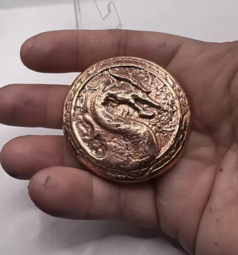 1- 4+oz Hand Poured & Polished .999 Copper Art Bullion 3D Dragon 🐉 FAST SHIP 🐉