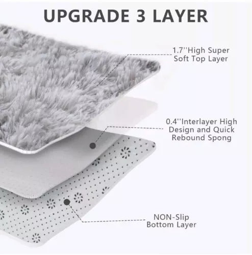 Large Size Shaggy Fluffy Area Rugs Carpets for Living room Bedroom Grey Lantern